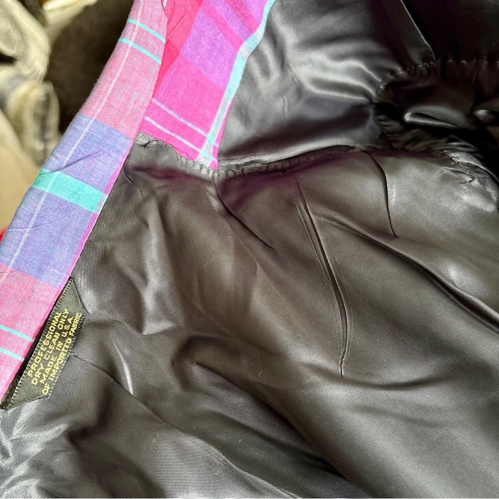 Vibrant Pink & Purple Plaid Men's Blazer - Picture 12 of 16